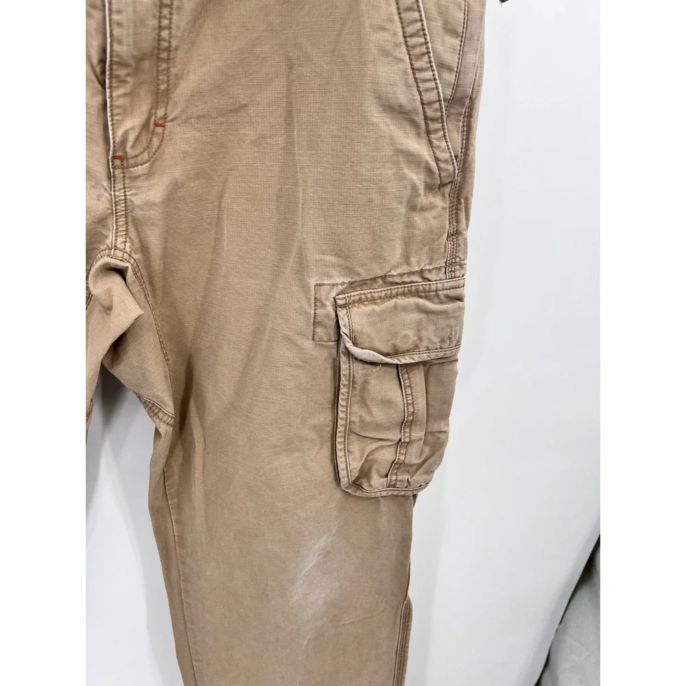 LL Bean Mens Natural Fit Cargo Pants Tan Khaki 100% Cotton Ripstop‎ 36x34